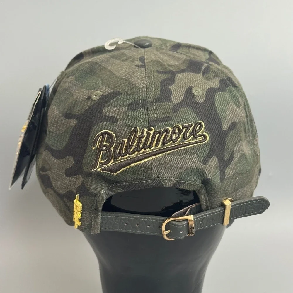 Pro Standard Baltimore Orioles Camo Leather Visor Strapback Hat MLB NEW